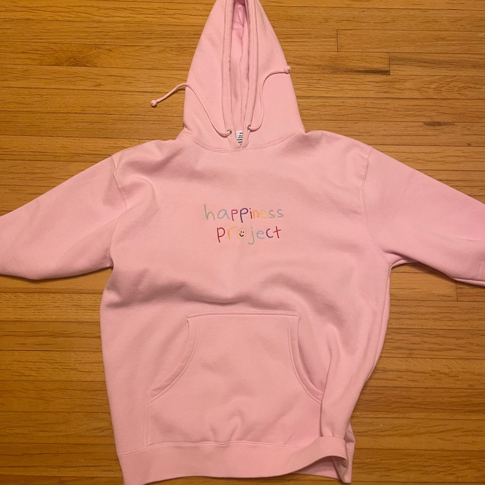 happiness project hoodie, like new condition, worn once, size large